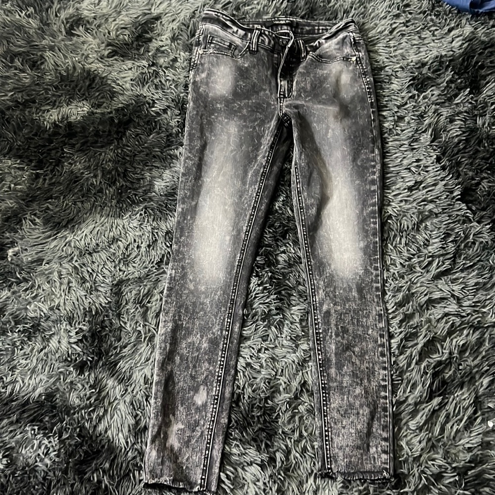 Black Acid Wash straight jeans